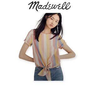 Madewell Sherbet Stripe Button Back Cotton Blouse Relaxed Summer Womens Casual S